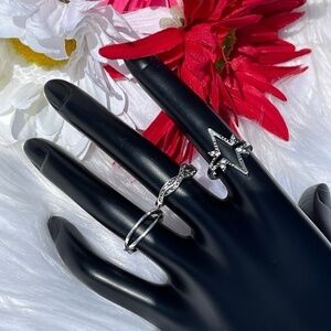 NEW 3/$12 Silvertone Antiqued Rings Size 4.5